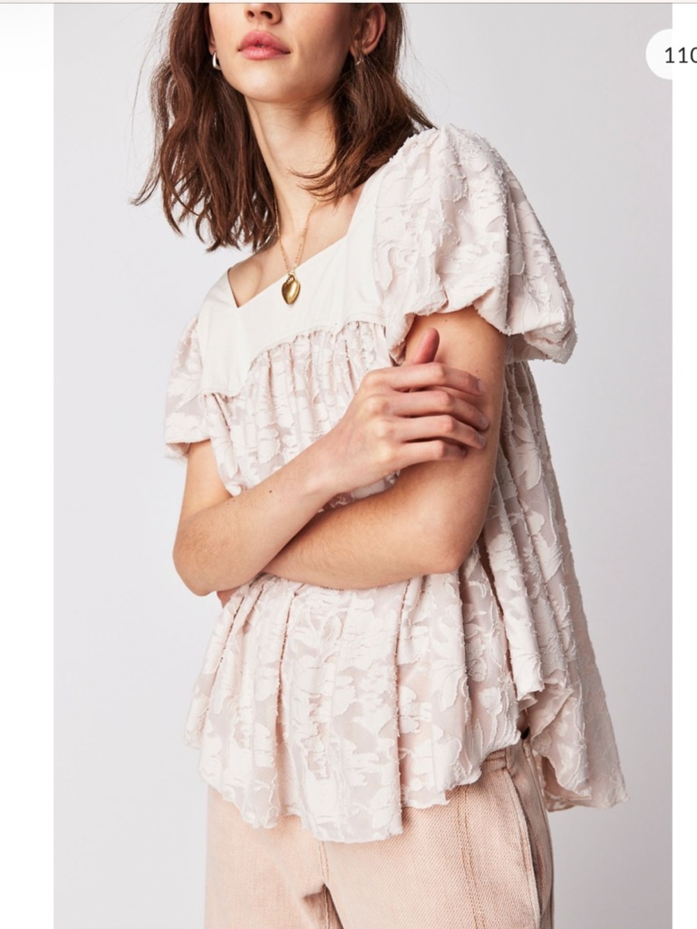 Free People Sunrise to Sunset lace floral babydoll top